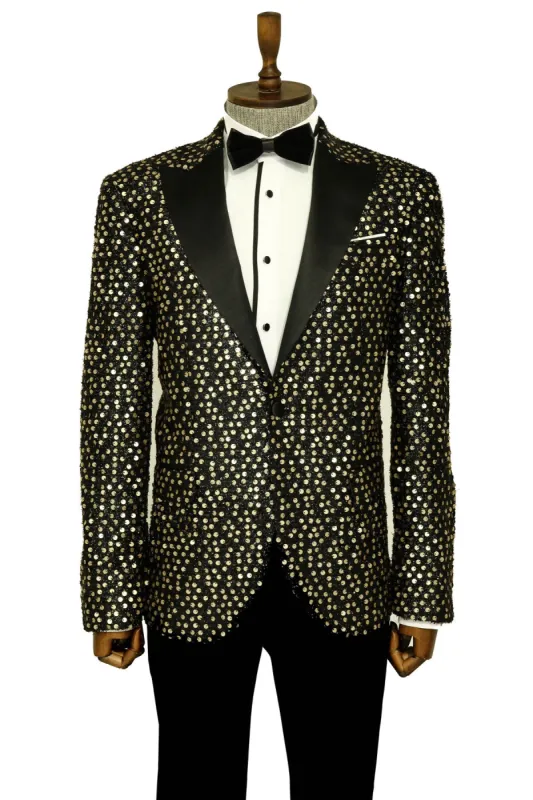 Smoked Sparkly Patterned Party Blazer and Trousers Combination Suit  - Wessi sold by Wessi