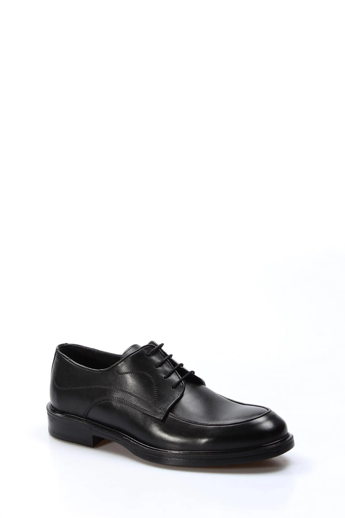 Men's Black Leather Derby Shoes with Subtle Stitch Detailing - Wessi sold by Wessi product image thumbnail 3