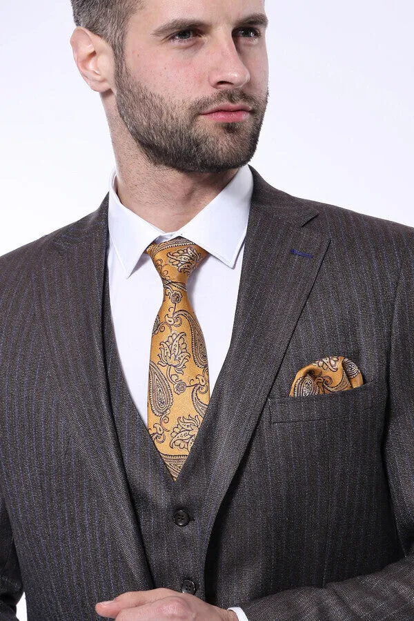 Striped Brown Vested Suit | Wessi sold by Wessi product image thumbnail 3