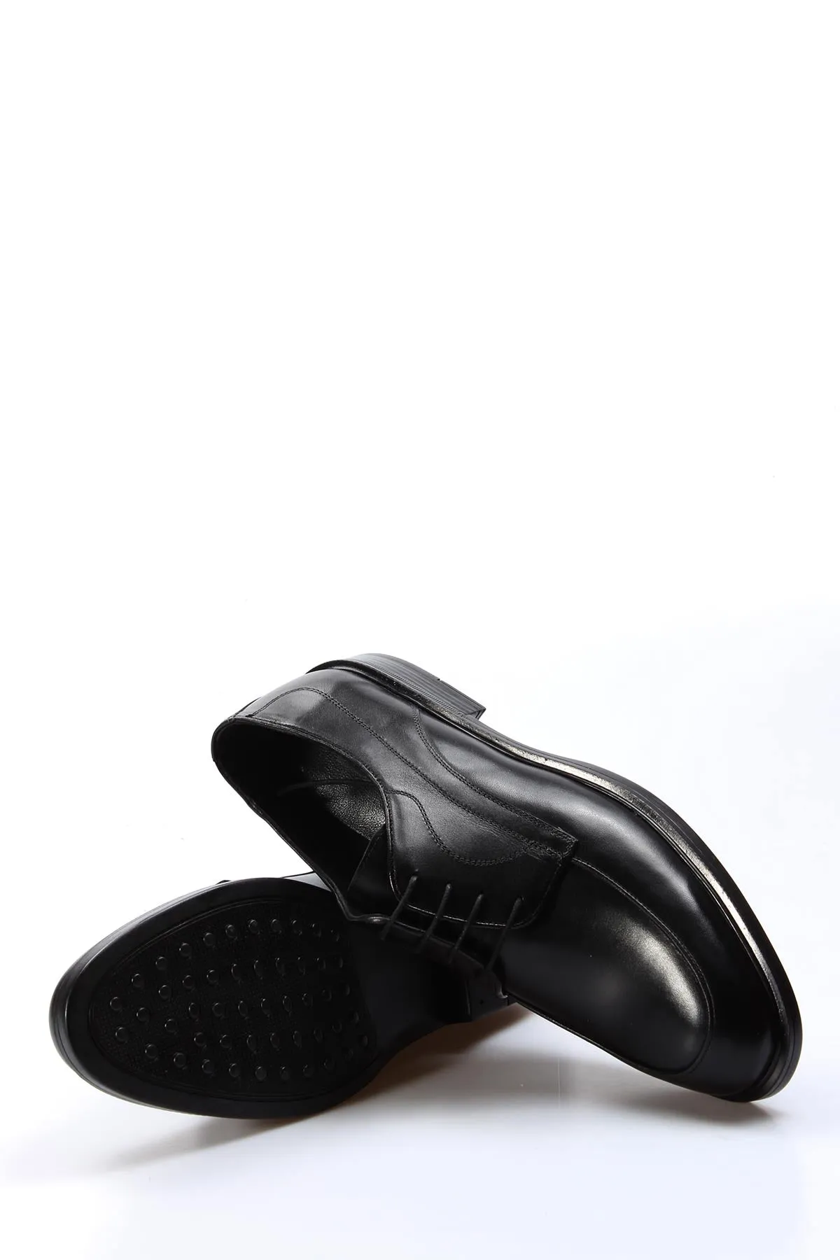 Men's Black Leather Derby Shoes with Subtle Stitch Detailing - Wessi sold by Wessi product image thumbnail 4