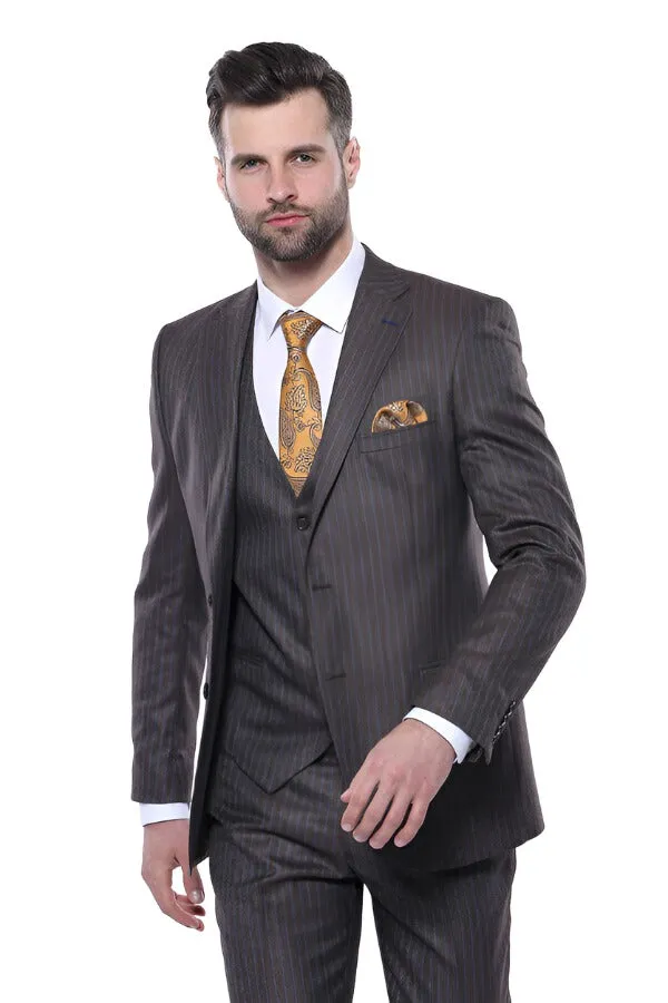 Striped Brown Vested Suit | Wessi sold by Wessi product image thumbnail 5