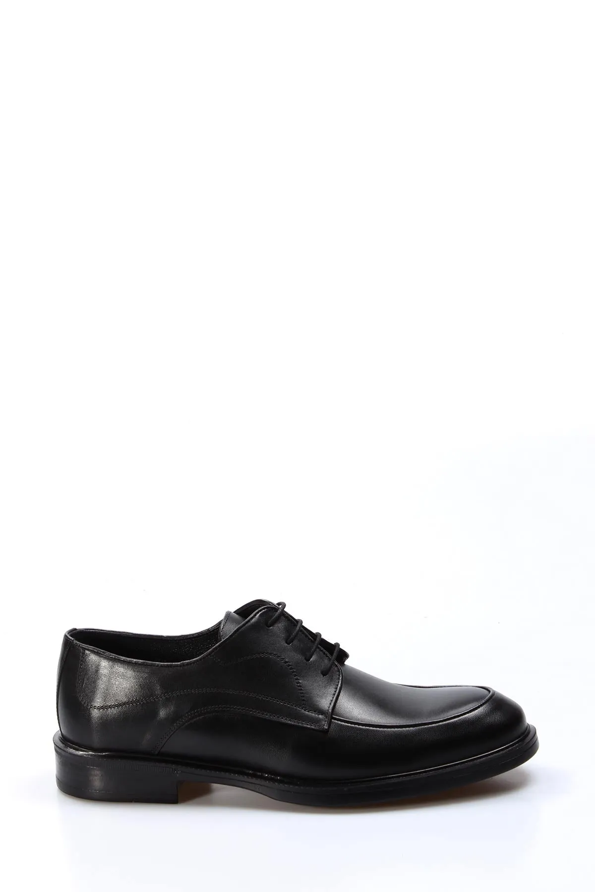 Men's Black Leather Derby Shoes with Subtle Stitch Detailing - Wessi sold by Wessi