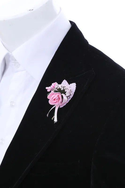Men Pink Blossom and Ribbon Lapel Pin - Wessi sold by Wessi