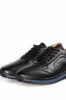 Men's Black Leather Casual Sneakers with Blue Sole - Wessi sold by Wessi