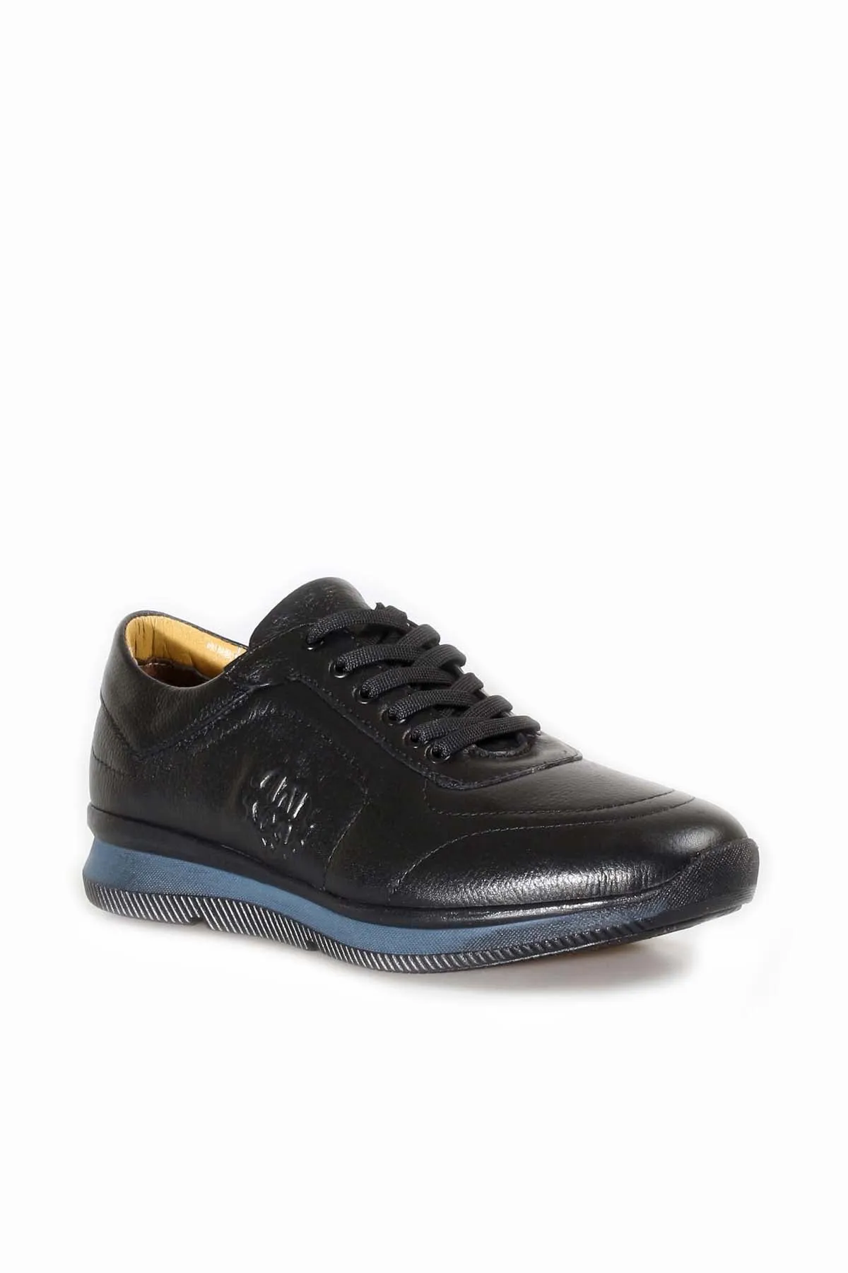 Men's Black Leather Casual Sneakers with Blue Sole - Wessi sold by Wessi product image thumbnail 3