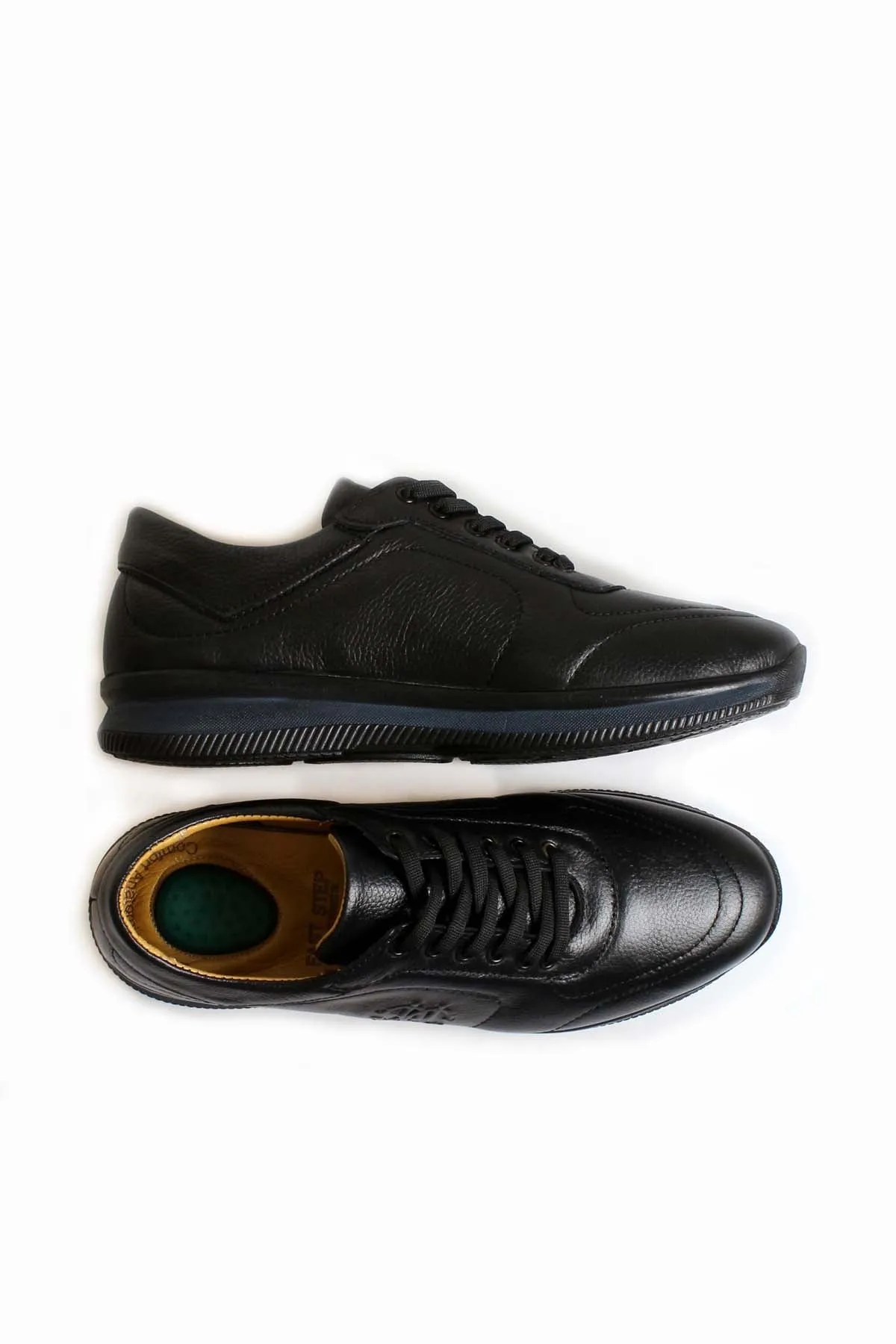 Men's Black Leather Casual Sneakers with Blue Sole - Wessi sold by Wessi product image thumbnail 4