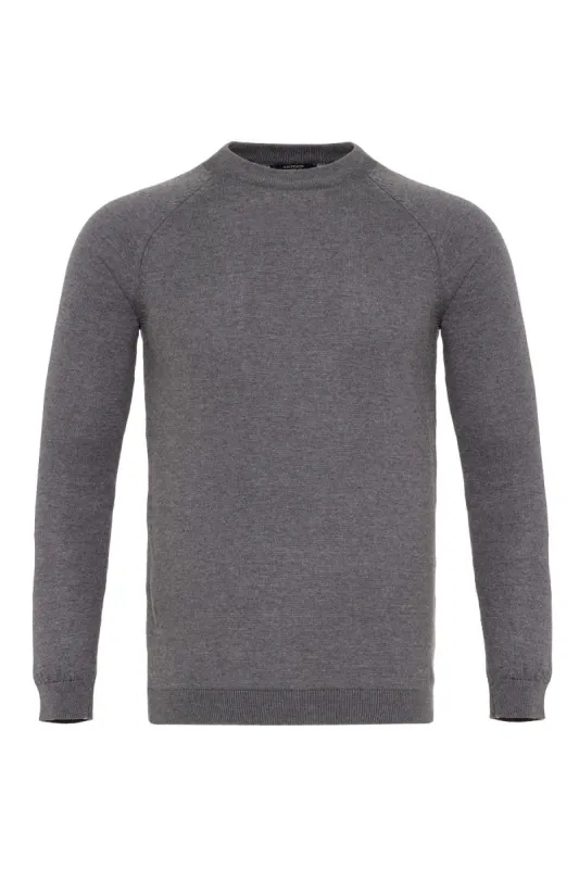 Men's Smoked Crew Neck Slim Fit Knitwear Sweater - Wessi sold by Wessi