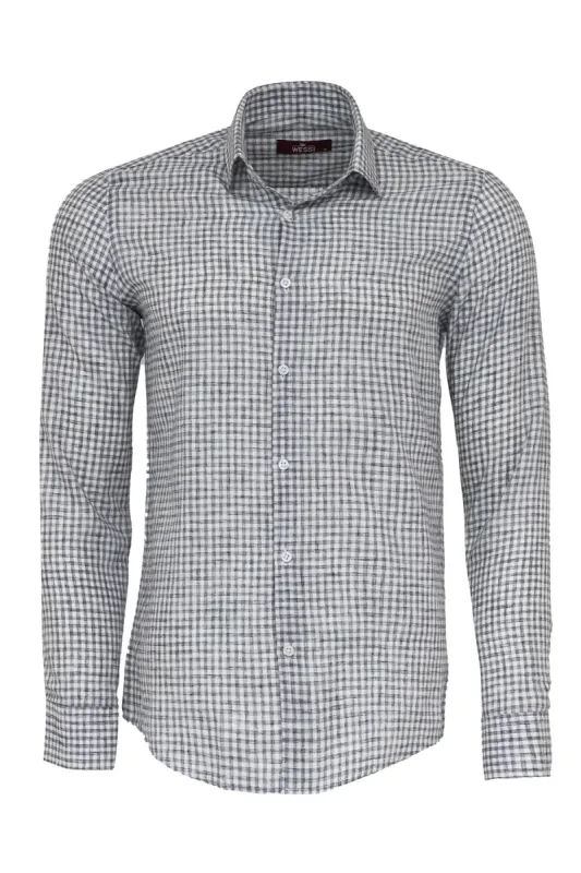 Plaid Slim Fit Black Men Shirt - Wessi sold by Wessi