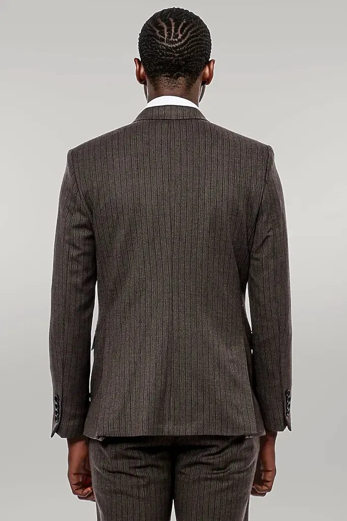 Striped Slim Fit Brown Men Suit - Wessi sold by Wessi product image thumbnail 4