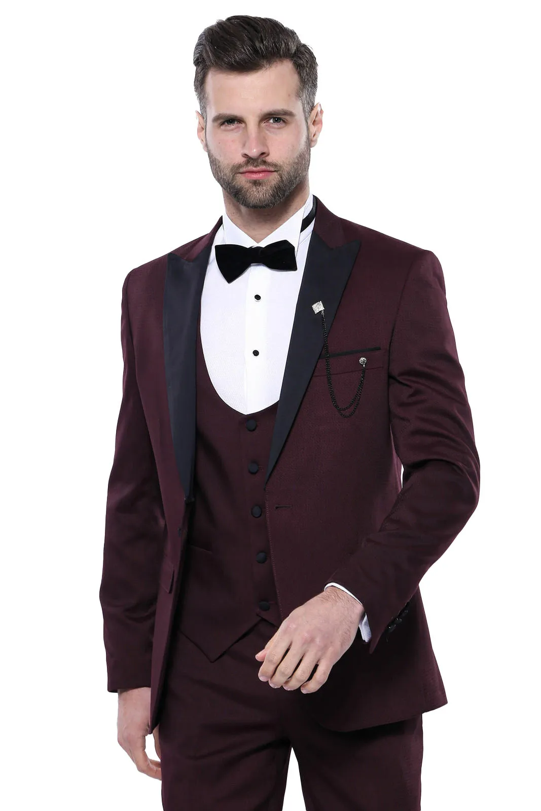 Detachable Lapel Burgundy Suit - Wessi sold by Wessi product image thumbnail 5