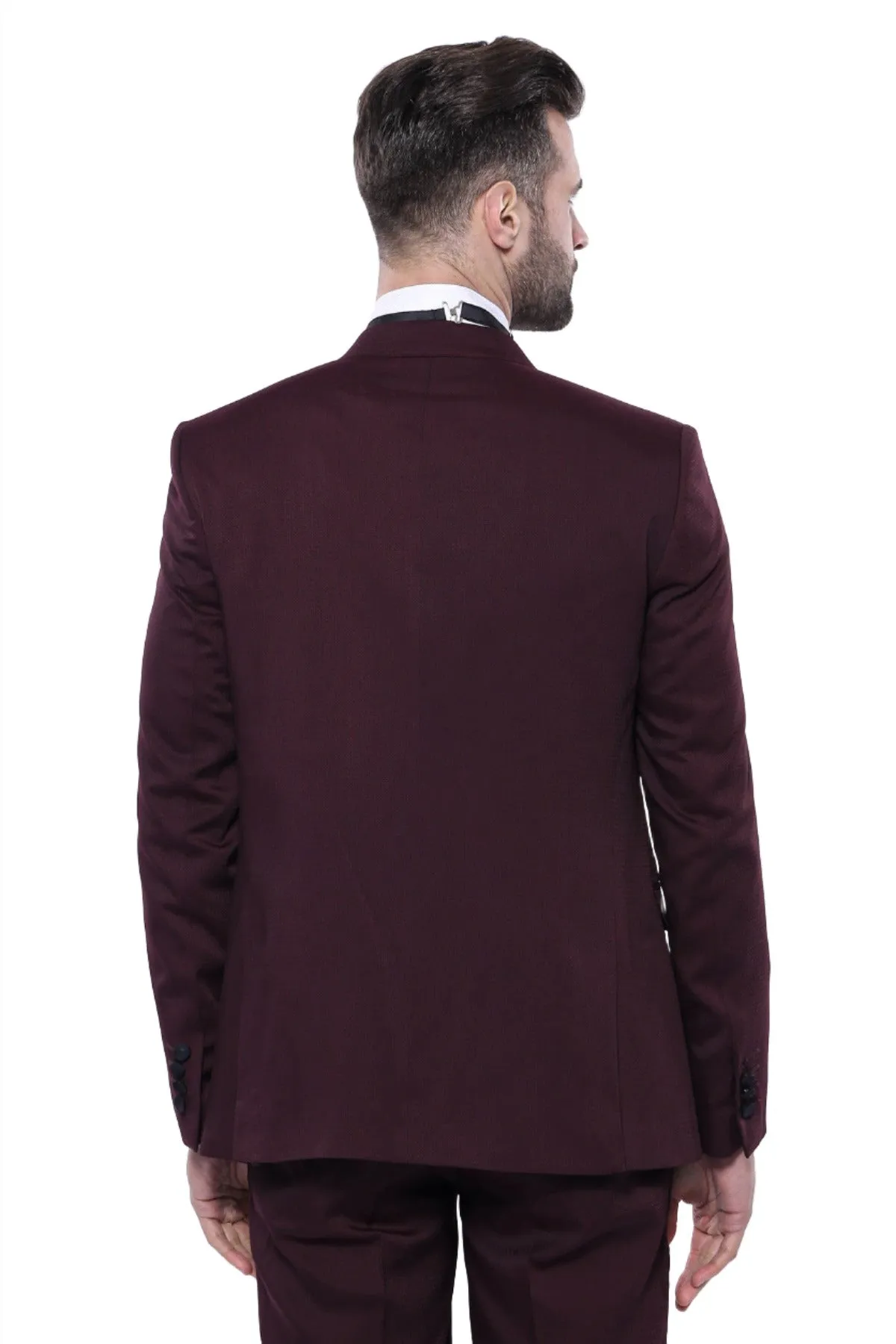 Detachable Lapel Burgundy Suit - Wessi sold by Wessi product image thumbnail 4