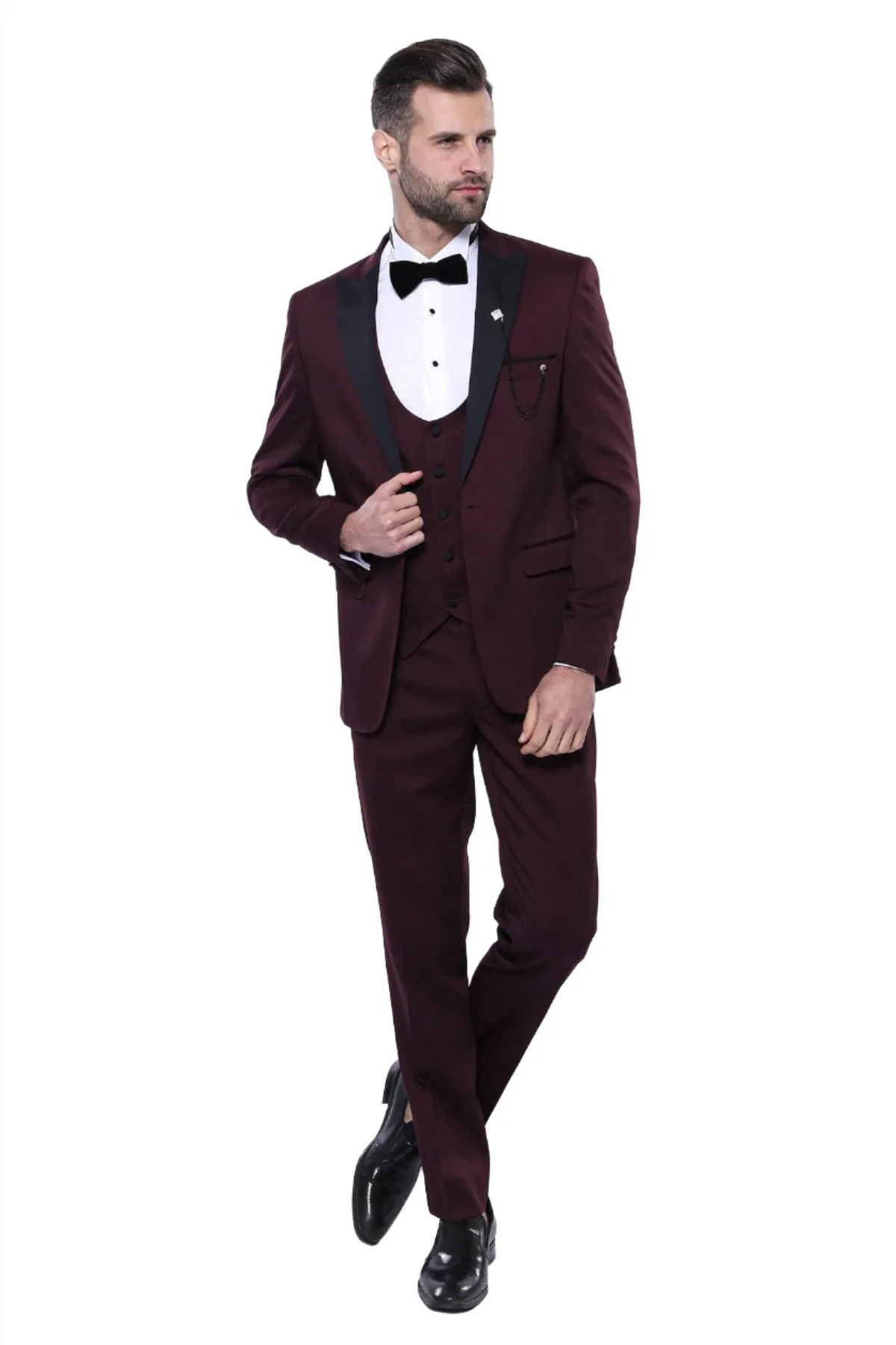 Detachable Lapel Burgundy Suit - Wessi sold by Wessi product image thumbnail 2