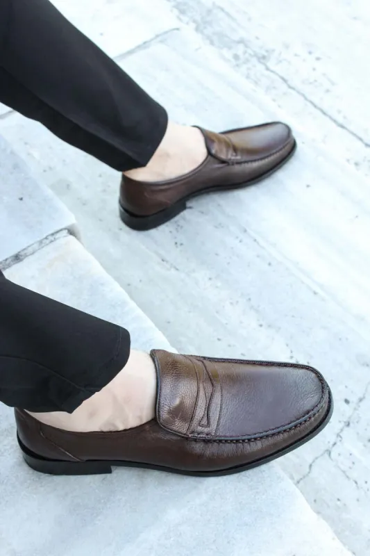 Men's Brown Leather Penny Loafers-Wessi sold by Wessi