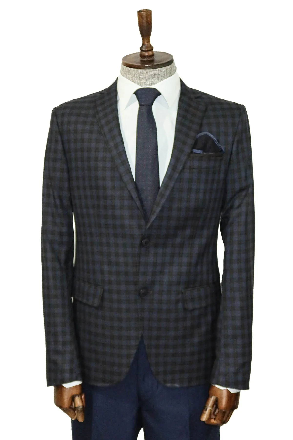 Plaid Navy Blue Jacket with Handkerchief - Wessi sold by Wessi product image thumbnail 4