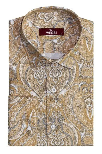 Beige Patterned Slim Fit Men's Shirt - Wessi sold by Wessi product image thumbnail 5