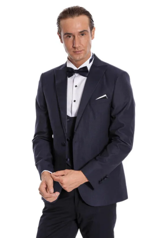 Navy Blue Vested Tuxedo - Wessi sold by Wessi