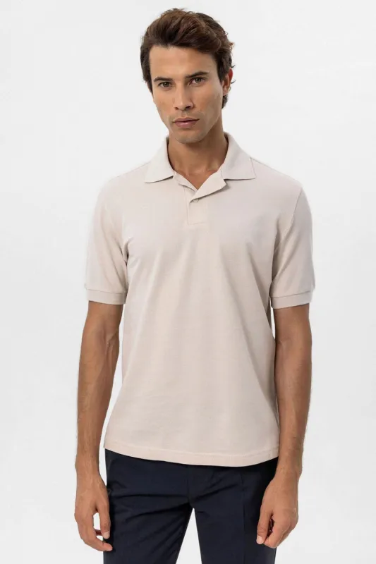 Men's Beige Polo Neck T-Shirt - Wessi sold by Wessi