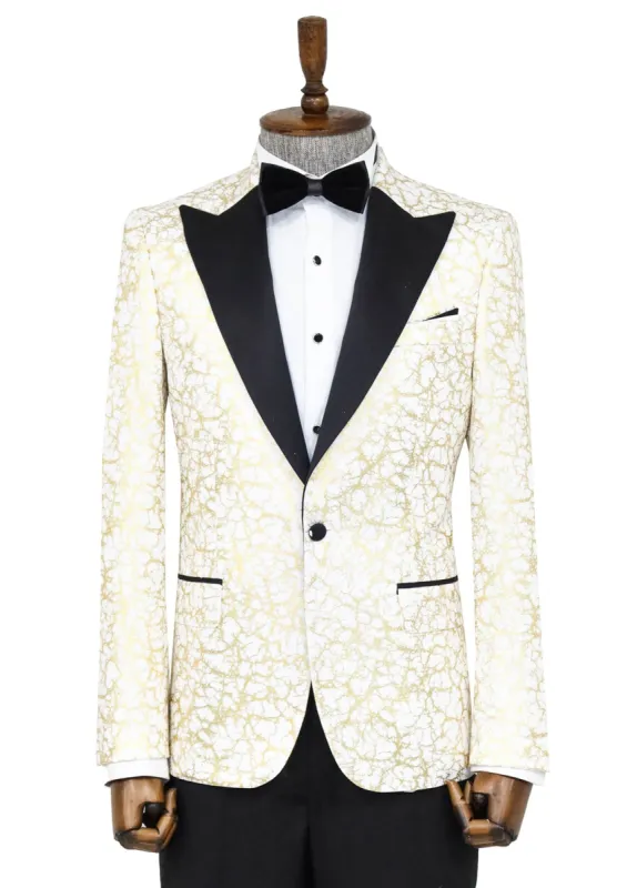 Root Pattern Peak Lapel White Men Dinner Jacket - Wessi sold by Wessi