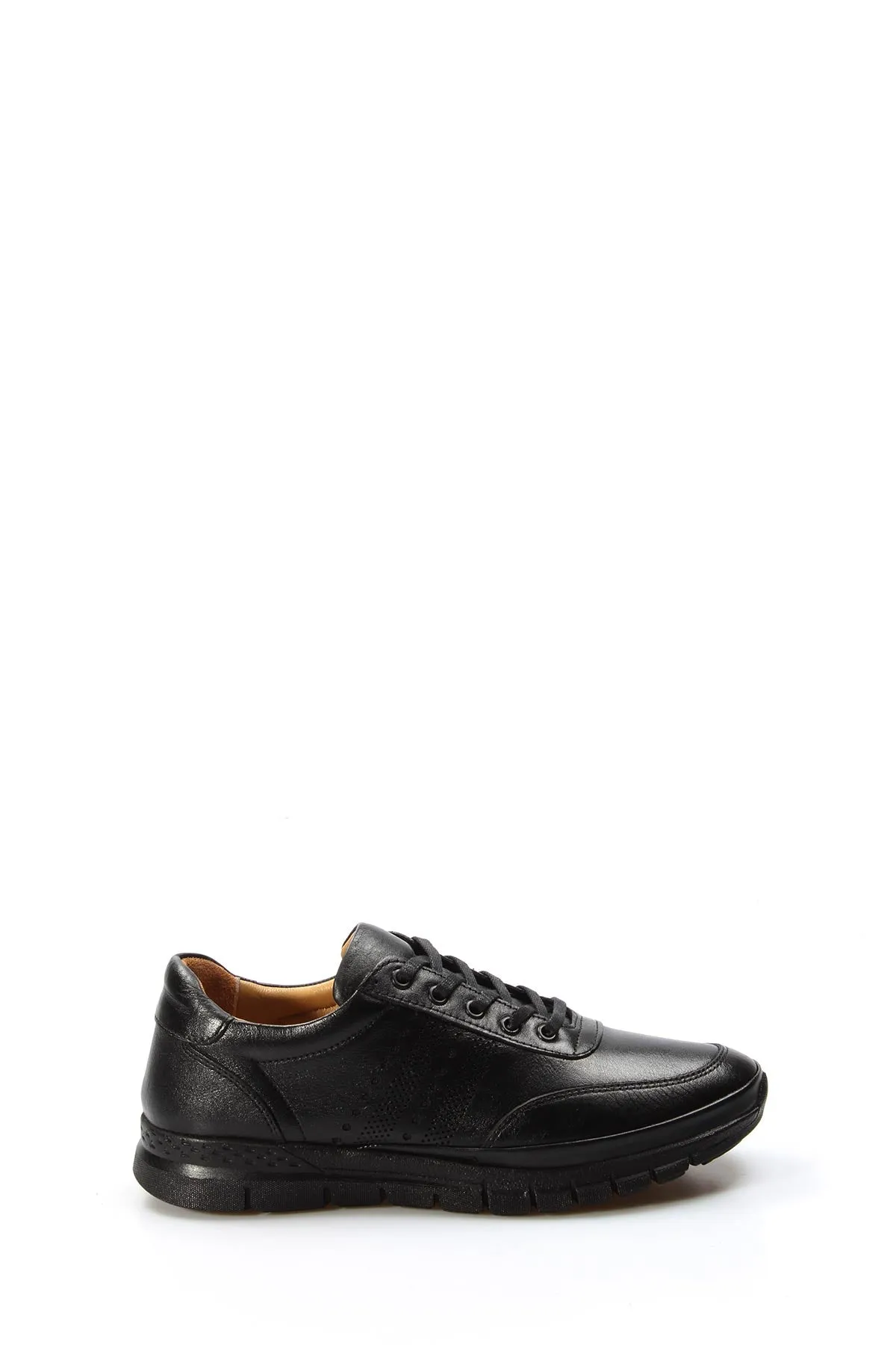 Men's Black Perforated Leather Sneakers with Cushioned Sole - Wessi sold by Wessi