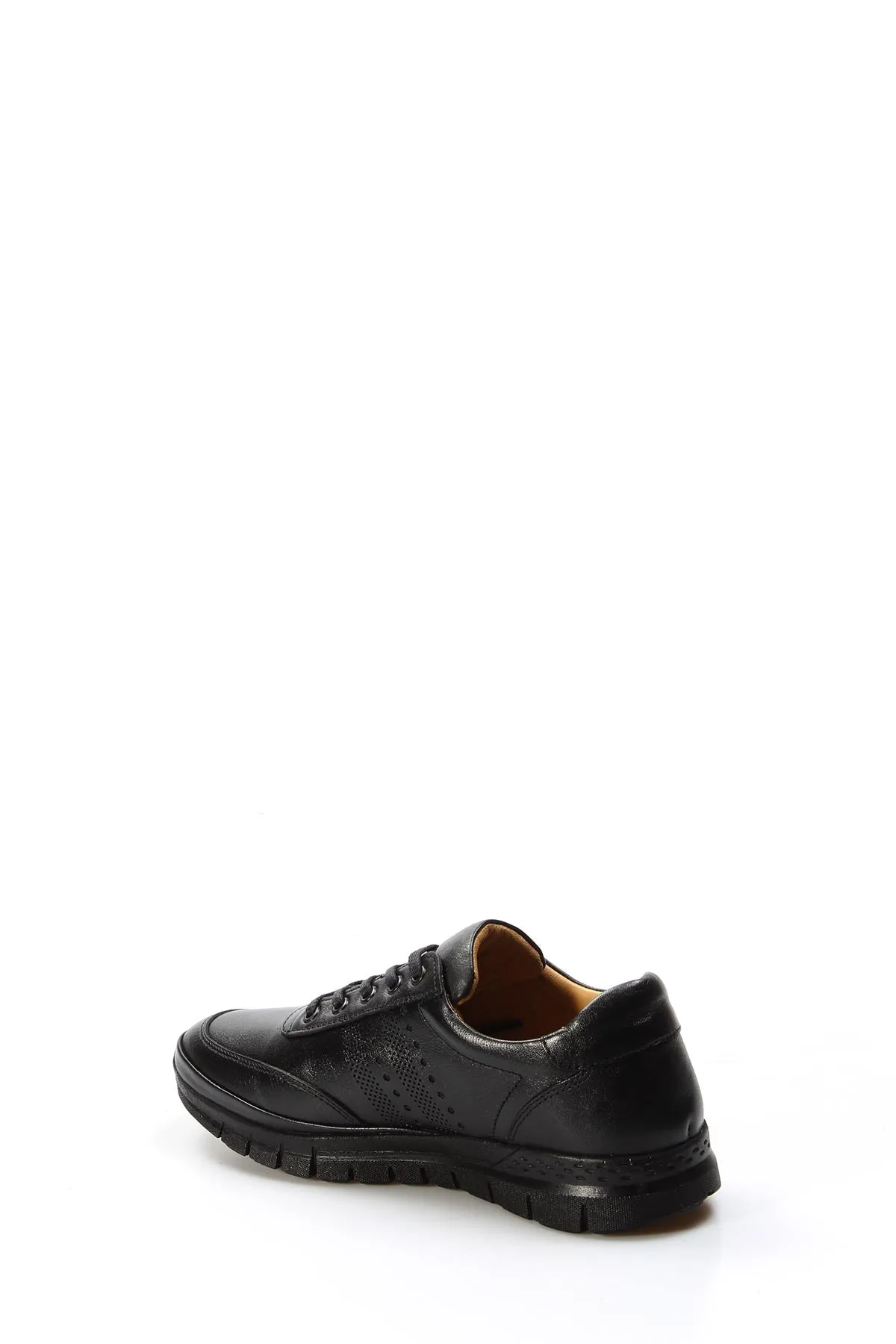 Men's Black Perforated Leather Sneakers with Cushioned Sole - Wessi sold by Wessi product image thumbnail 2