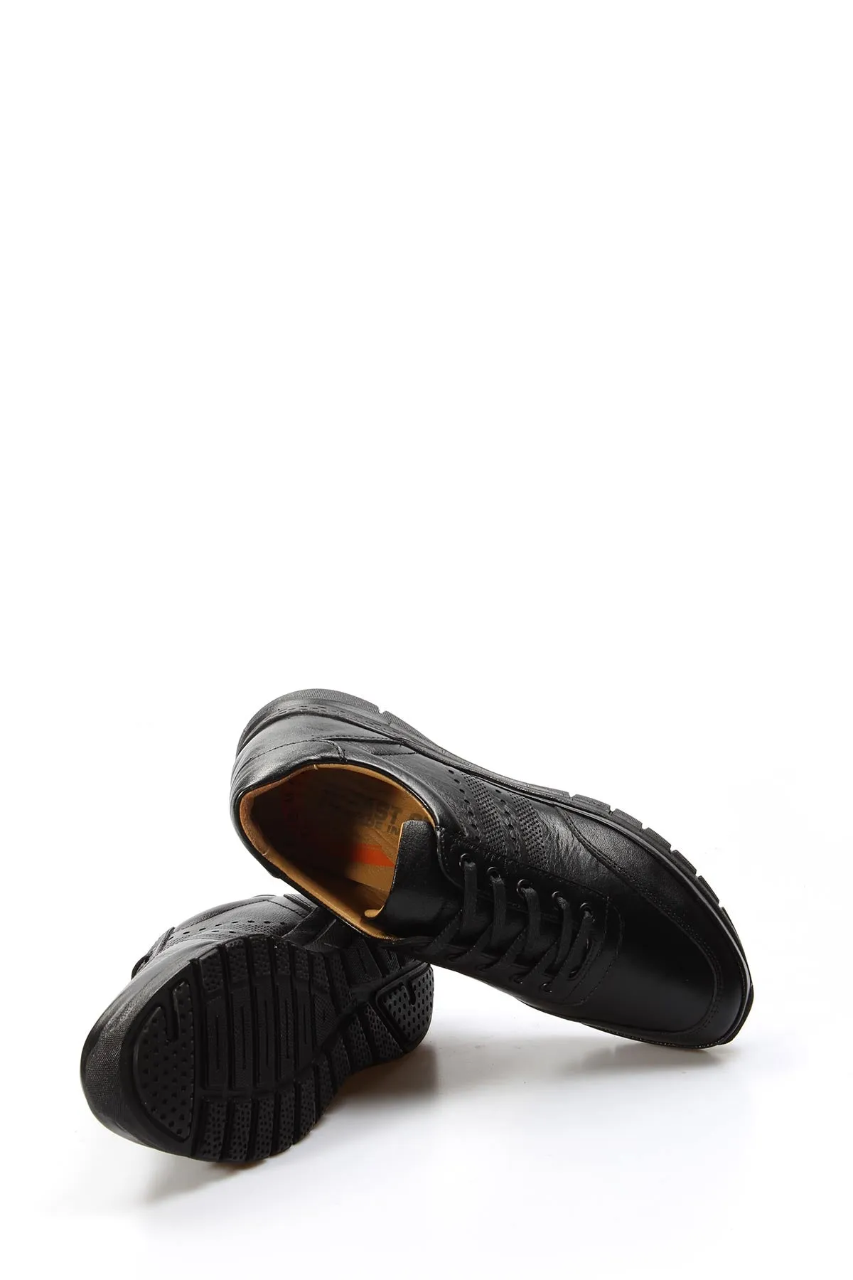 Men's Black Perforated Leather Sneakers with Cushioned Sole - Wessi sold by Wessi product image thumbnail 4