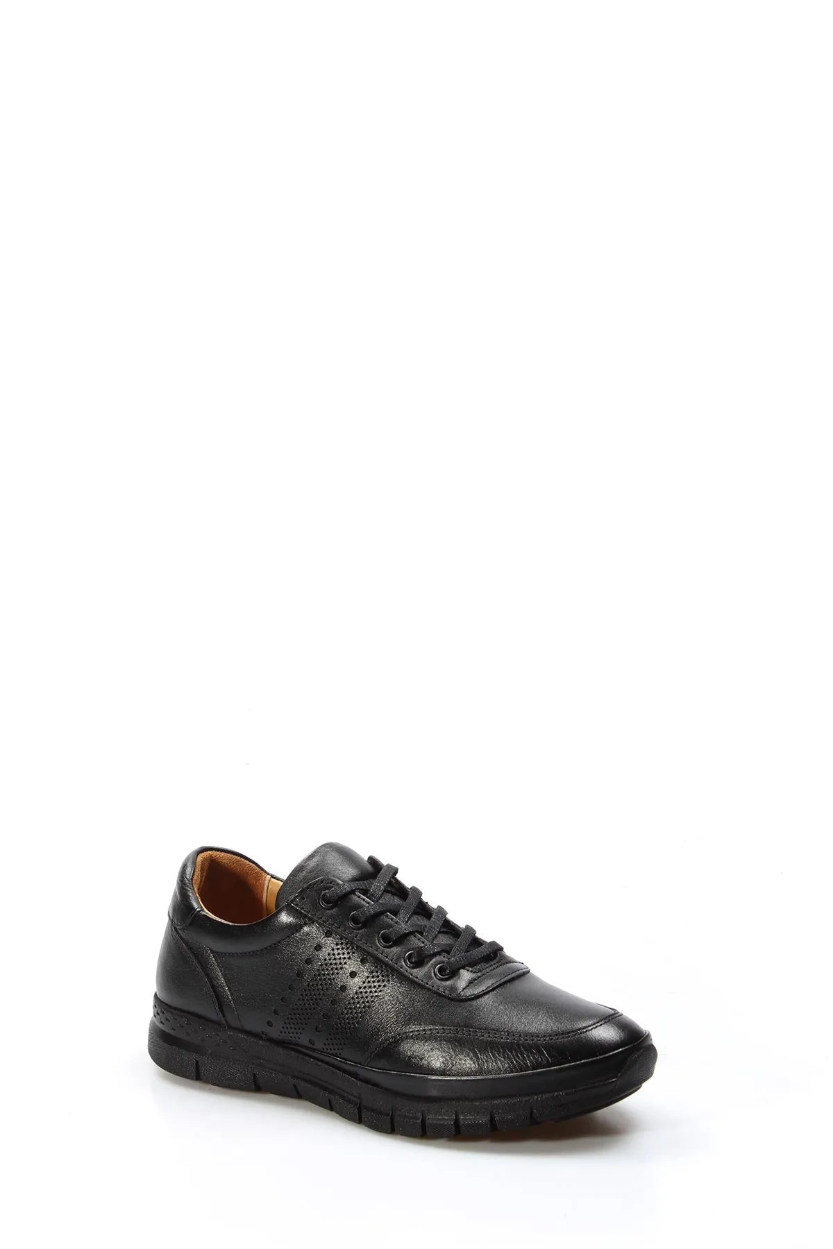 Men's Black Perforated Leather Sneakers with Cushioned Sole - Wessi sold by Wessi product image thumbnail 3