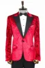 Floral Patterned Velvet Burgundy Men Tuxedo Jacket - Wessi sold by Wessi