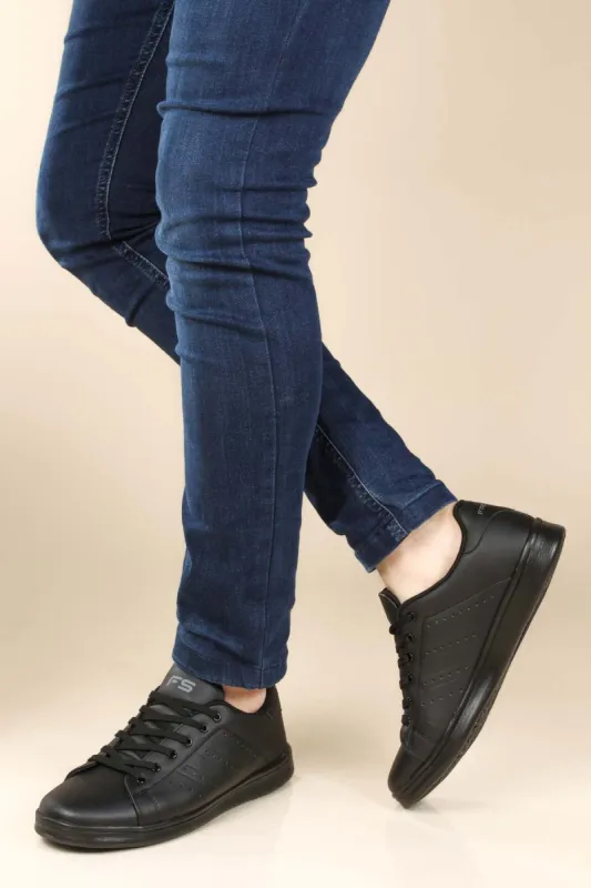 Men's Black Casual Leather Sneakers-Wessi sold by Wessi