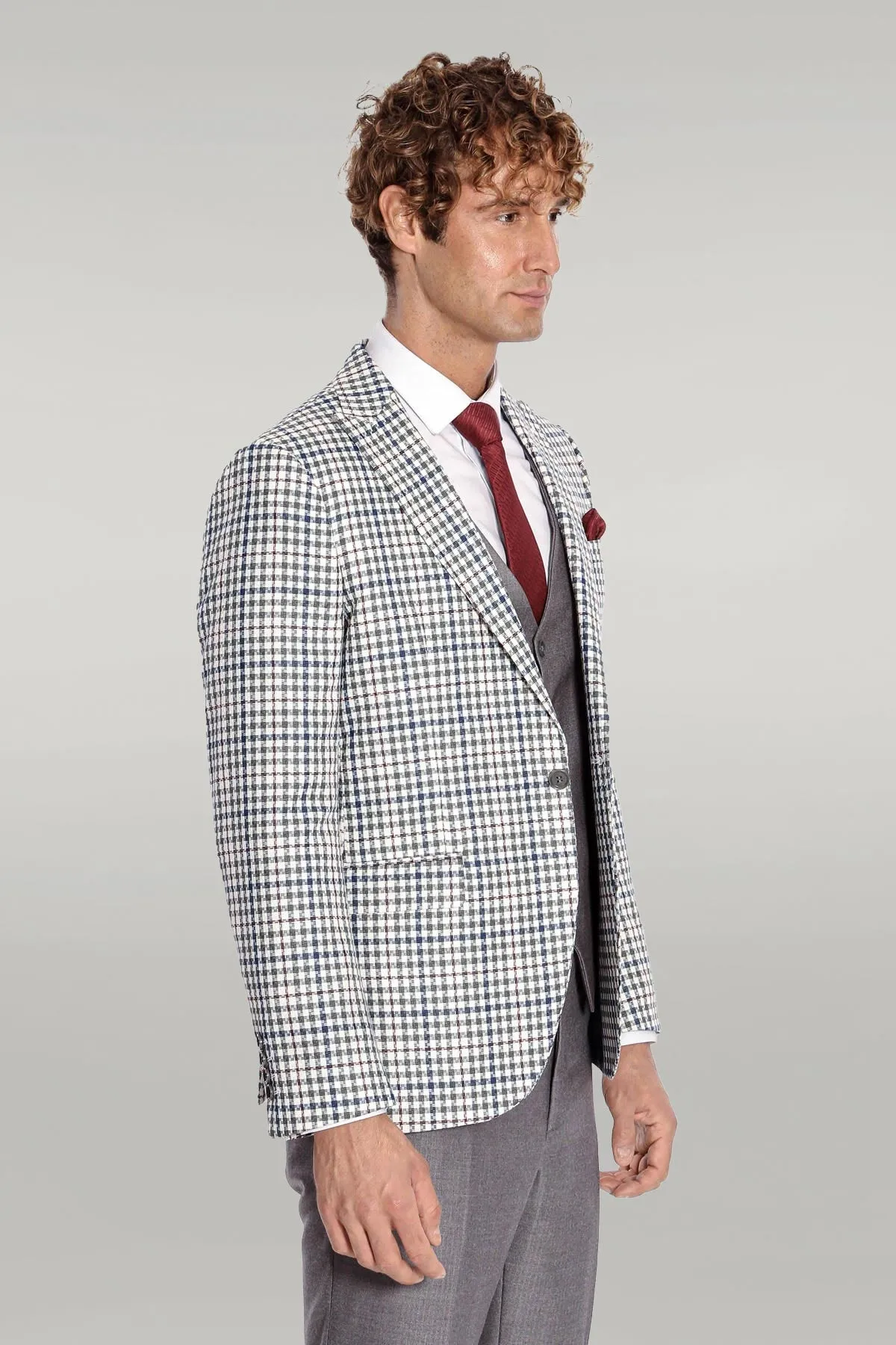 Plaid Grey Men's Suit - Wessi sold by Wessi product image thumbnail 5