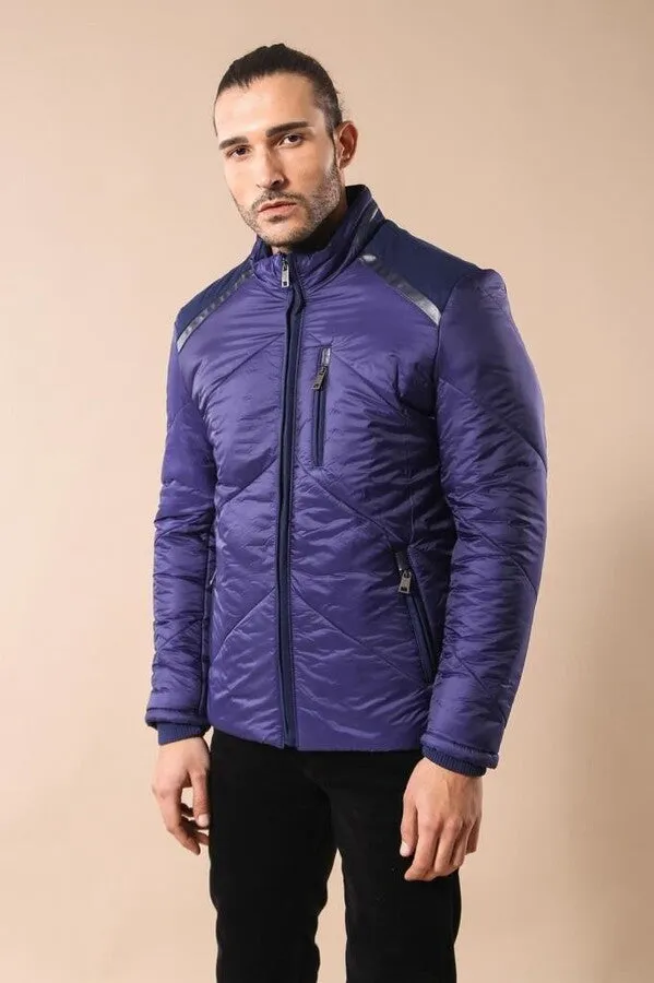 Blue Quilted Down Coat - Wessi sold by Wessi product image thumbnail 3
