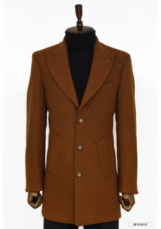 Wide Lapel Wool Brown Men Coat - Wessi sold by Wessi