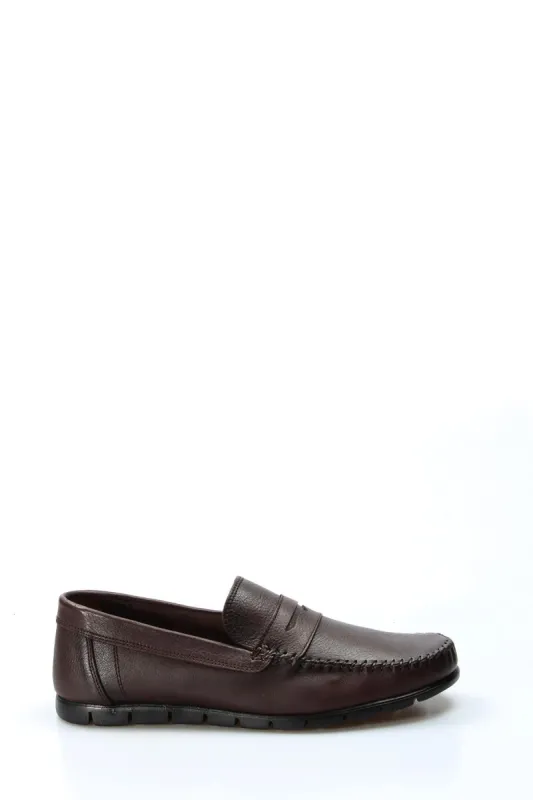 Men's Brown Leather Loafers with Moc Toe Stitching - Wessi sold by Wessi