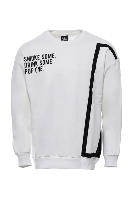 Human Figure Crew Neck White Sweatshirt - Wessi sold by Wessi