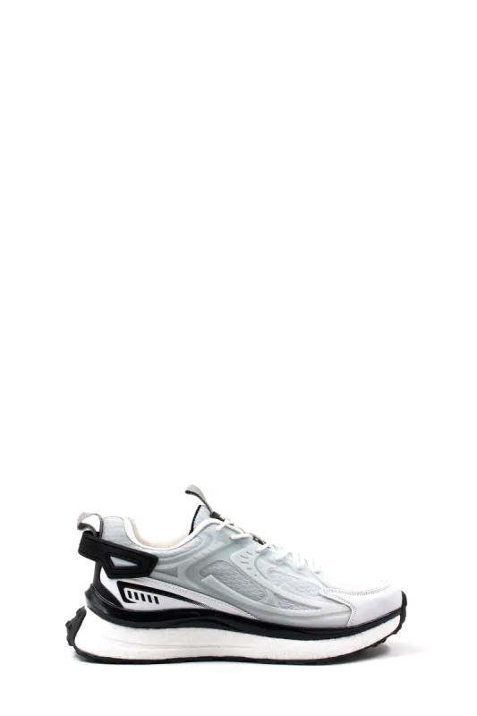 Men's White and Black Sporty Running Shoes with Mesh Detailing - Wessi sold by Wessi