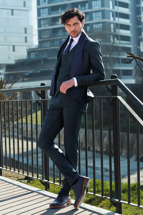 Checked Slim Fit Green Men Suit - Wessi sold by Wessi product image thumbnail 4