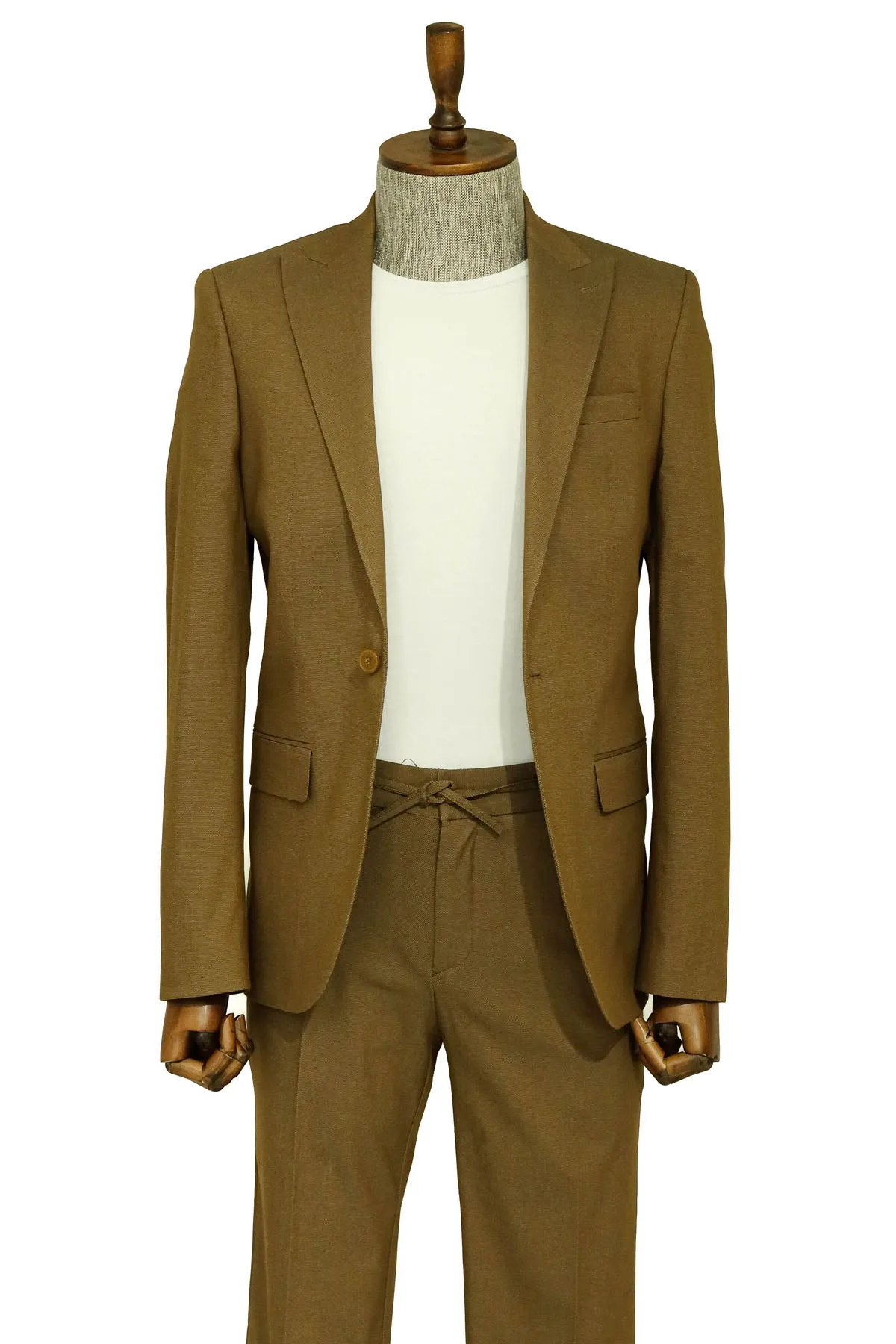 Single Buttons 2 Piece Tan Men Suit - Wessi sold by Wessi product image thumbnail 3