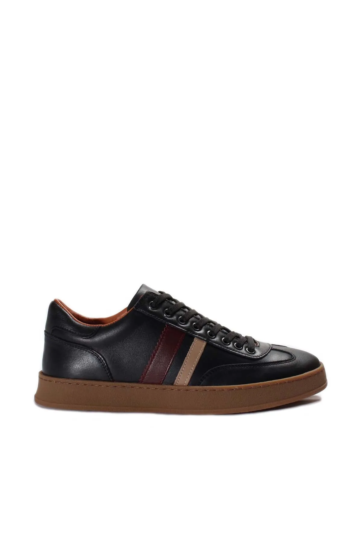 Men's Black Leather Stripe Sneakers-Wessi sold by Wessi