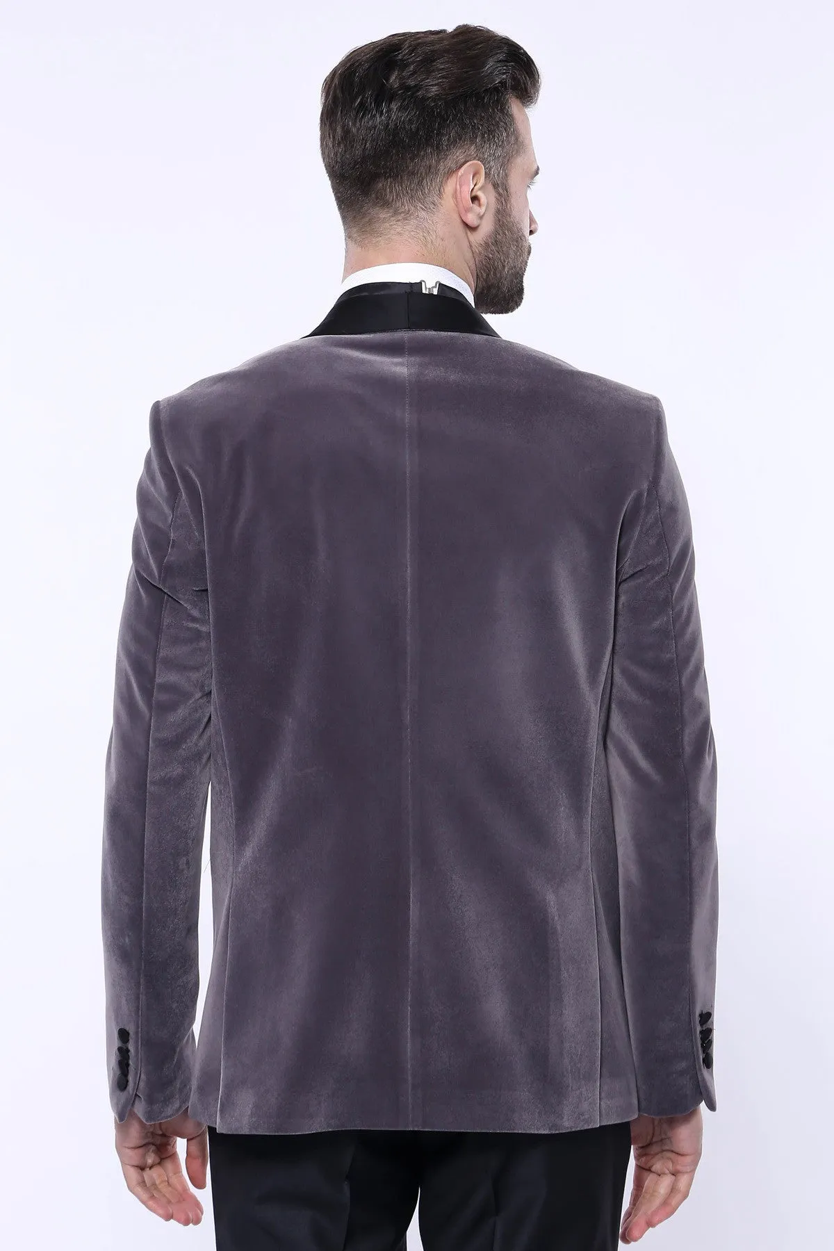 Plain Velvet Dark Grey Blazer | Wessi sold by Wessi product image thumbnail 5