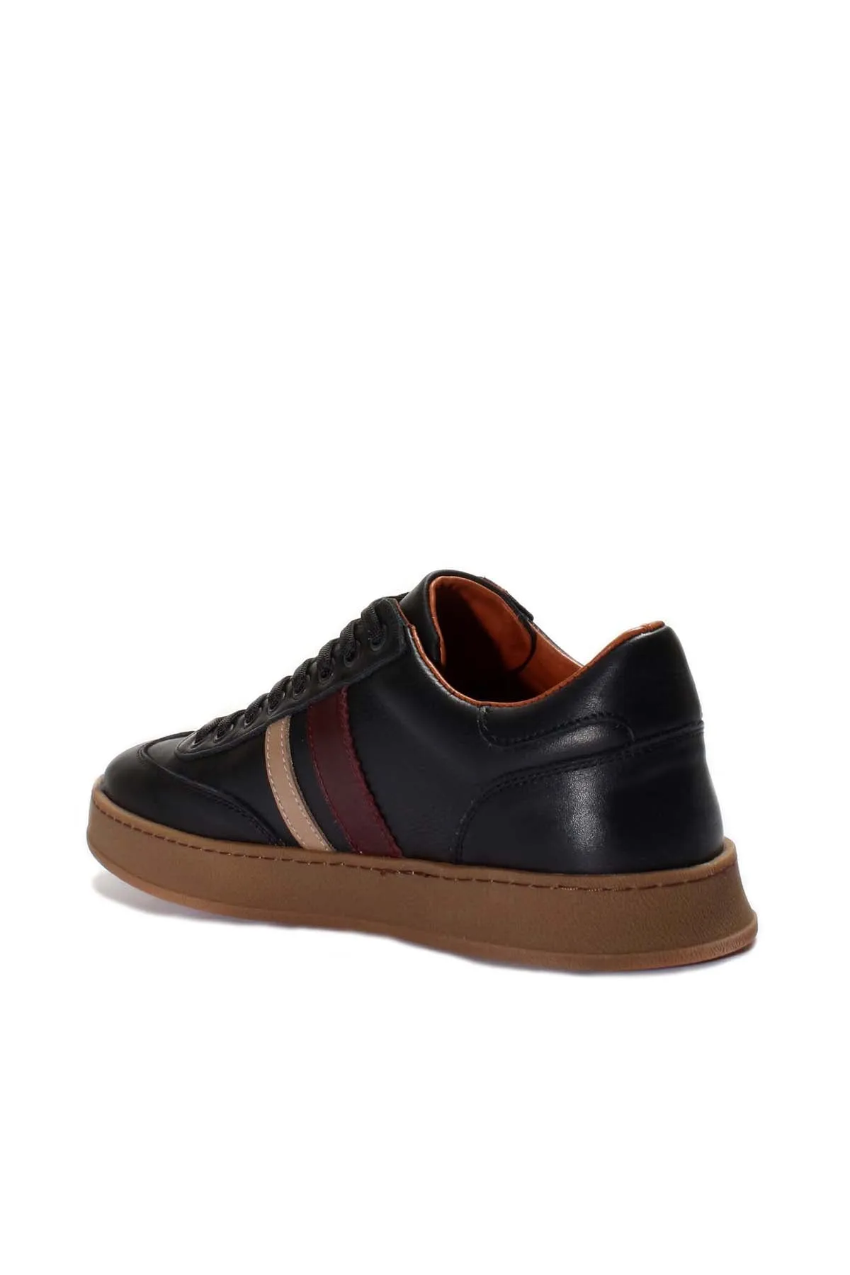 Men's Black Leather Stripe Sneakers-Wessi sold by Wessi product image thumbnail 2
