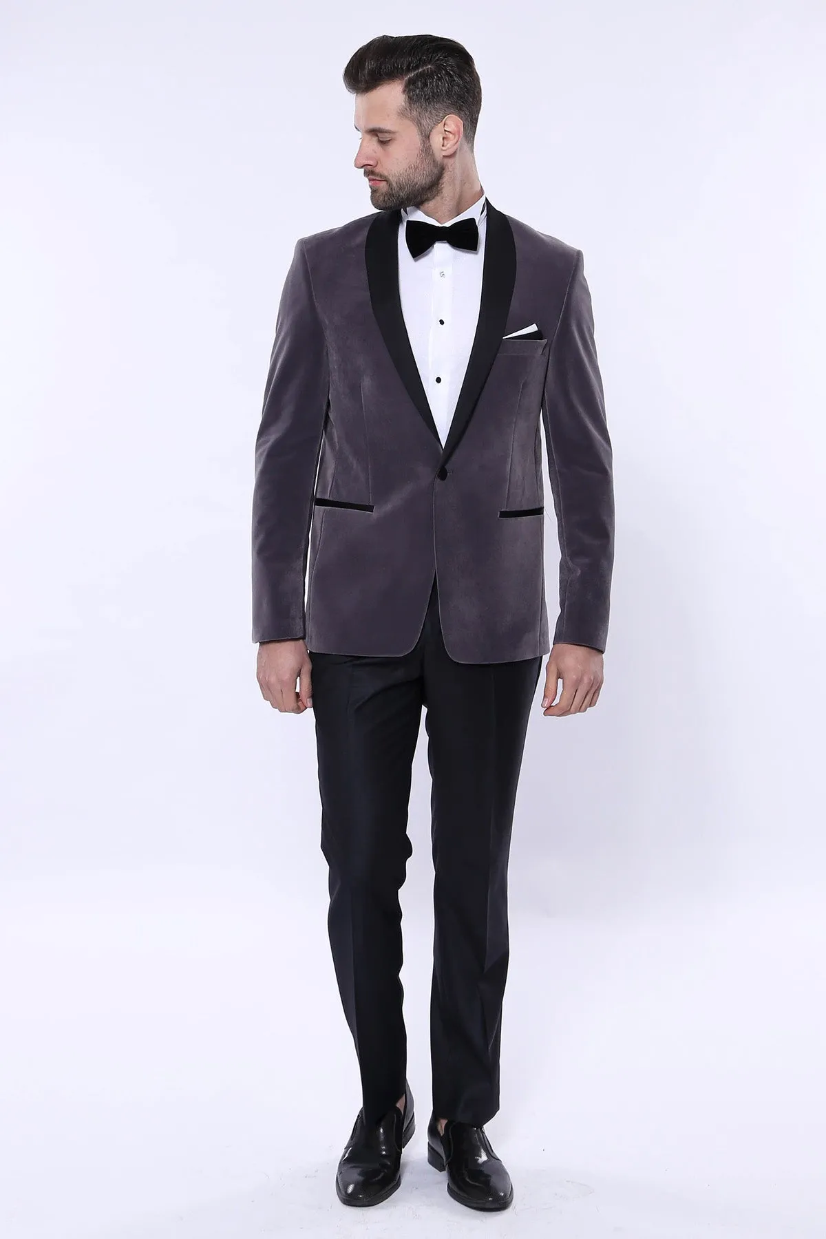 Plain Velvet Dark Grey Blazer | Wessi sold by Wessi product image thumbnail 3