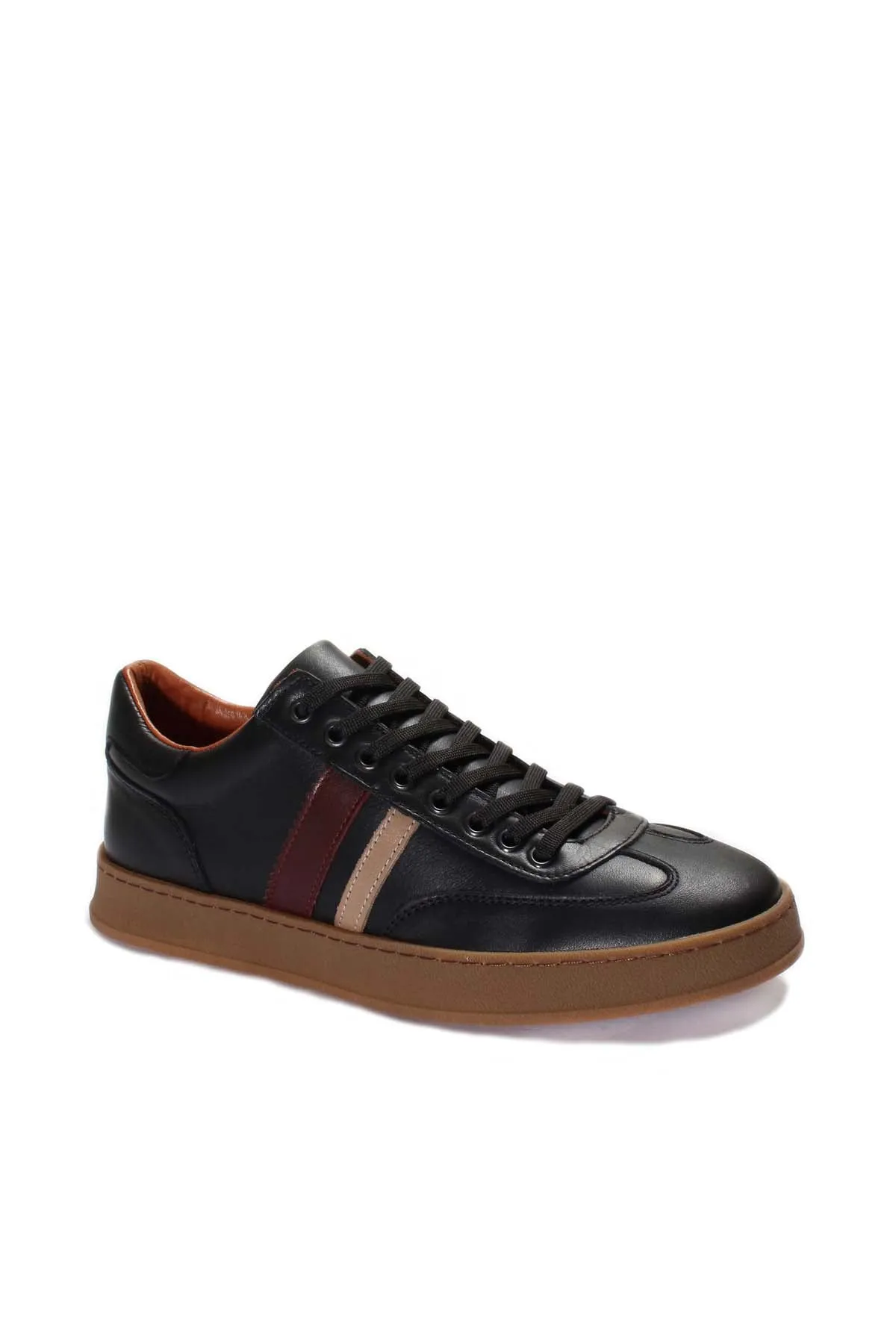 Men's Black Leather Stripe Sneakers-Wessi sold by Wessi product image thumbnail 3