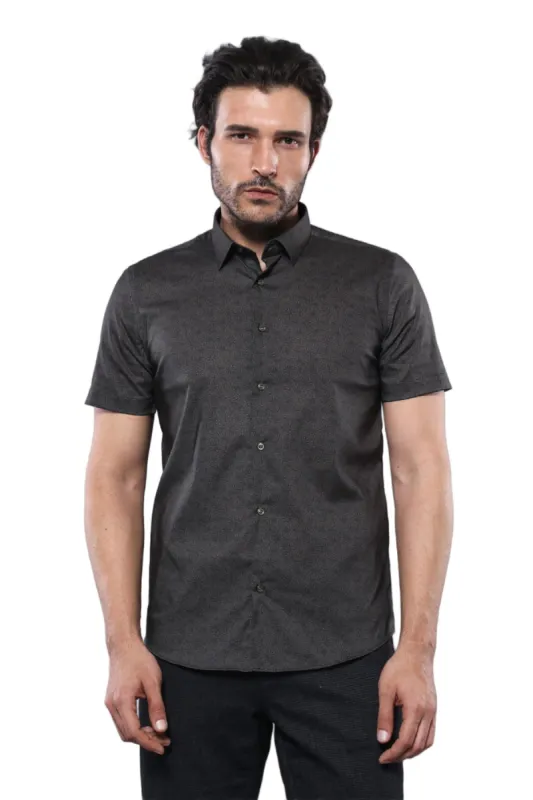 Patterned Short Sleeves Khaki Men Shirt - Wessi sold by Wessi