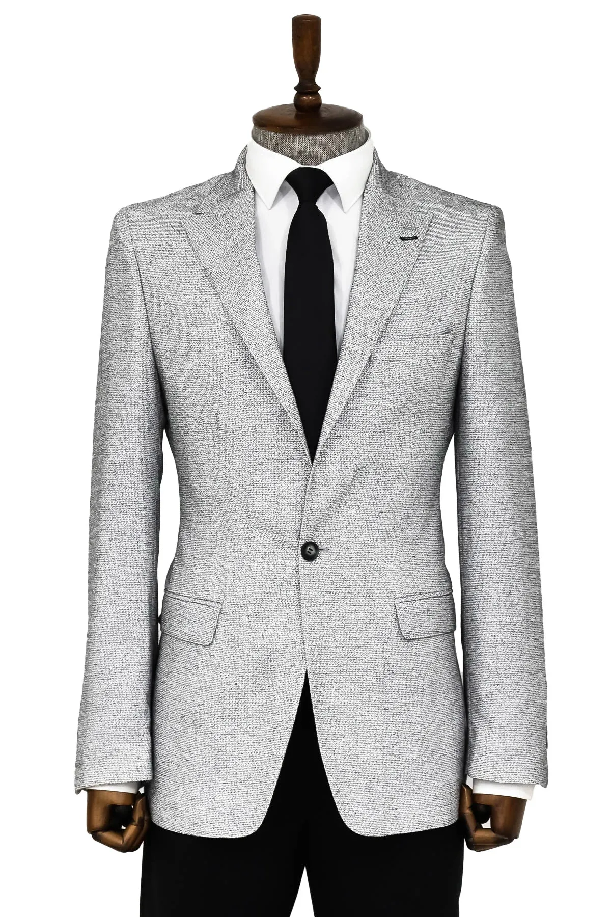 Patterned Slim Fit Grey Men Blazer - Wessi sold by Wessi