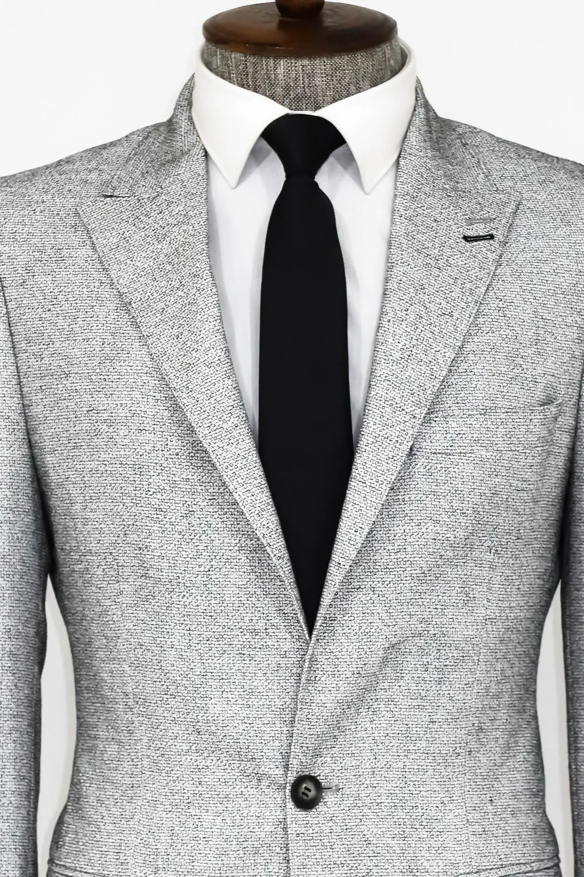 Patterned Slim Fit Grey Men Blazer - Wessi sold by Wessi product image thumbnail 2
