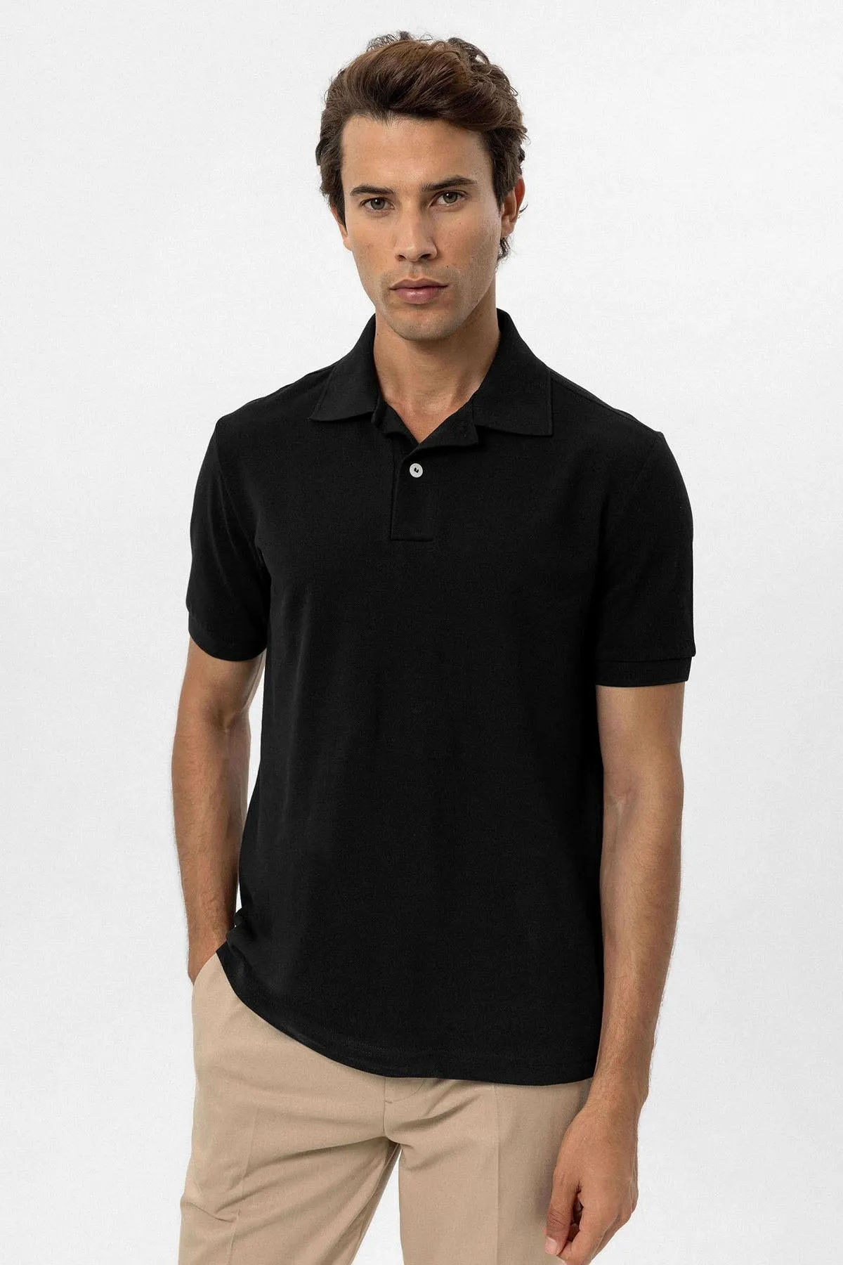 Men's Black Polo Neck T-Shirt - Wessi sold by Wessi