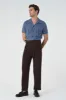 Brown Buckle Detailed Pleated High Waist Men's Trousers - Wessi sold by Wessi