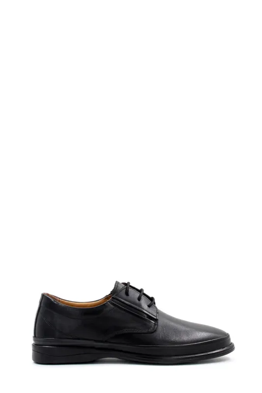 Men's Classic Black Leather Dress Shoes with Lace-Up Design and Cushioned Sole - Wessi sold by Wessi