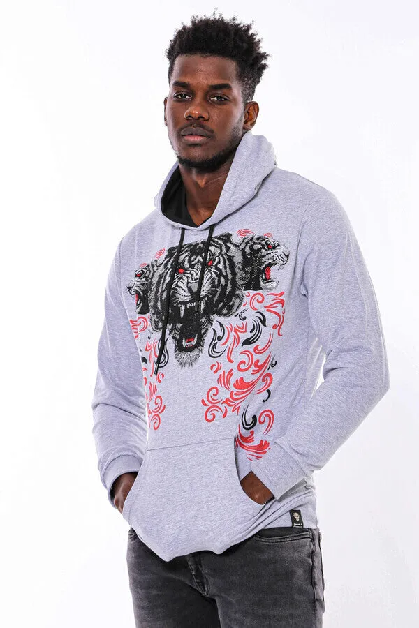 Patterned Hooded Silver Grey Sweatshirt - Wessi sold by Wessi product image thumbnail 5