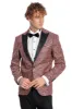 Flower Embroidered Pattern Burgundy Men Tuxedo Blazer - Wessi sold by Wessi