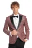Flower Embroidered Pattern Burgundy Men Tuxedo Blazer - Wessi sold by Wessi